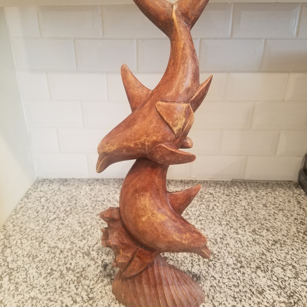 Wooden Dolphin Statue